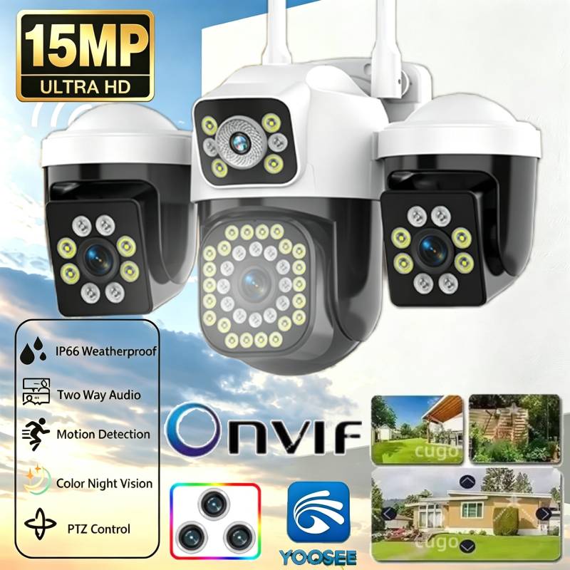 Garden Camera - 15MP Triple Lenses Triple Screens PTZ